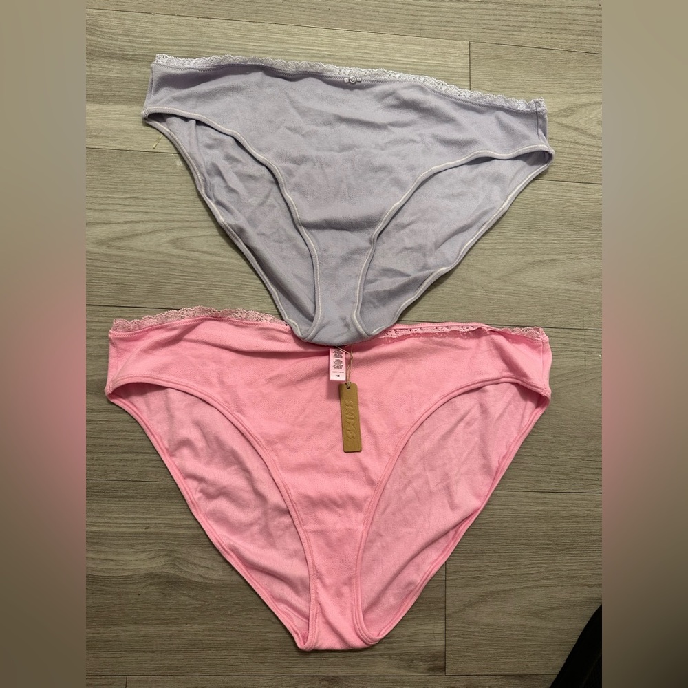 Skims Cotton Logo Lace Bikini Underwear (2pk)
